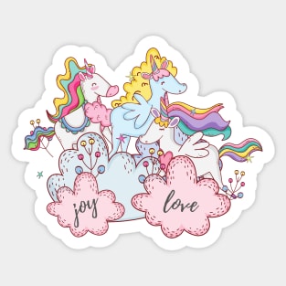 Three Little Unicorns Hanging Out Sticker